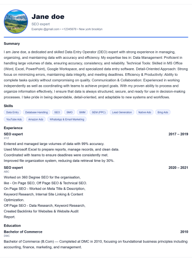 Jane Doe — SEO Expert